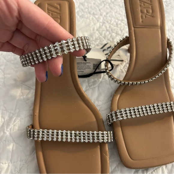 NWT Zara Sparkly Strap Heeled Sandals - Picture 5 of 8